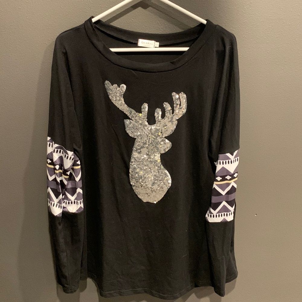 Wear l woman’s black sequim deer long sleeve tee size xl